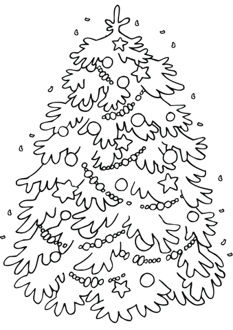 Lush Christmas tree coloring page